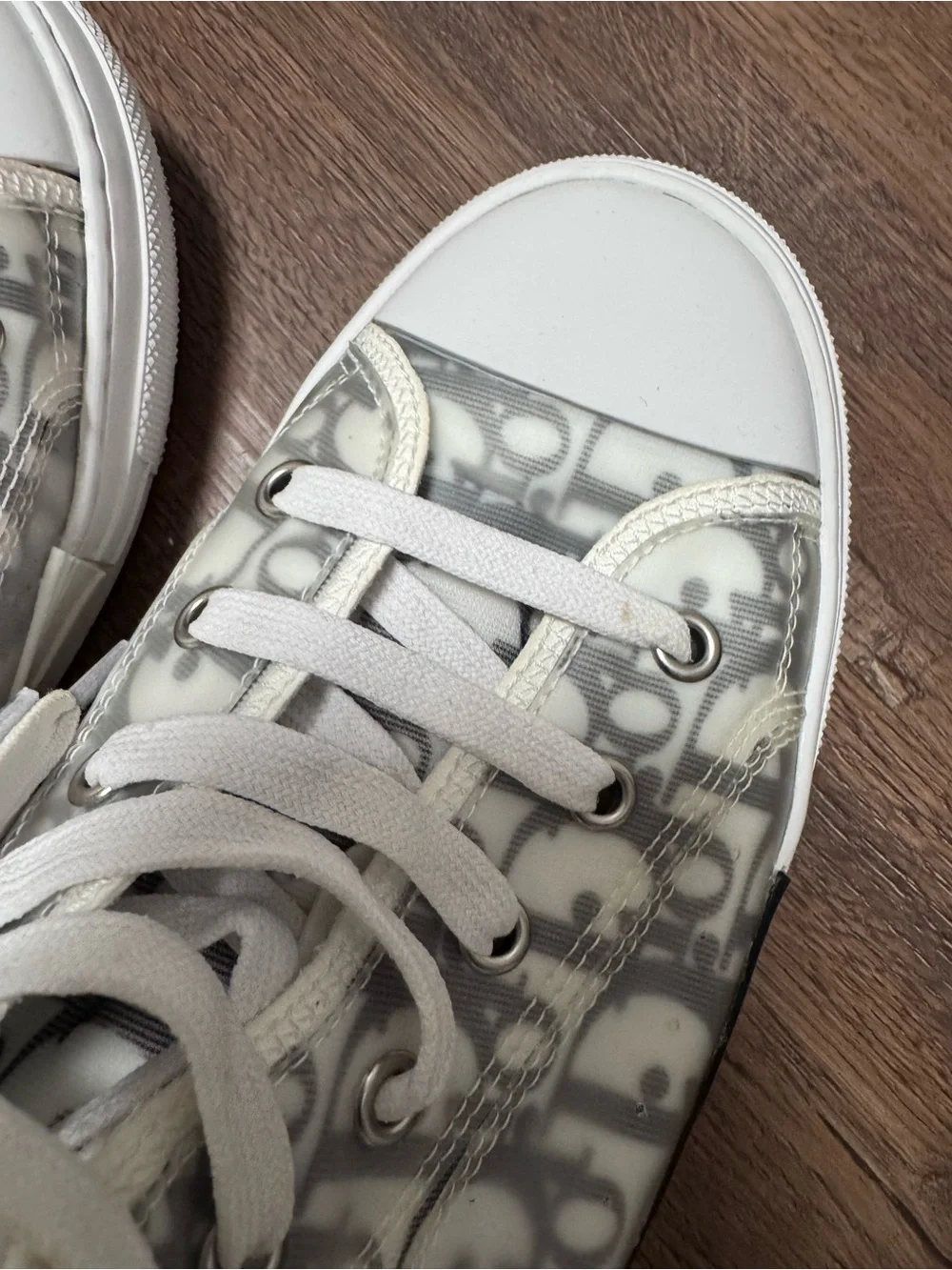 Dior Translucent Logo High-Top Sneakers in White